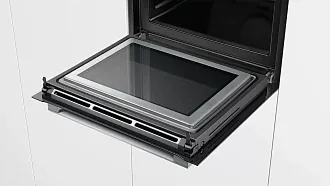 Духовой шкаф с микроволнами и паром Bosch HNG6764B6 электрический, шириной 59.4 см, черный, пиролитическая очистка 6