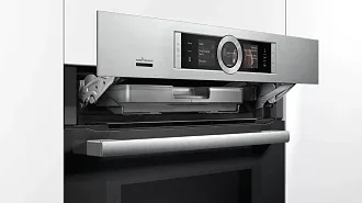 Духовой шкаф с микроволнами и паром Bosch HNG6764S6 электрический, шириной 59.4 см, нержавеющая сталь, пиролитическая очистка 6