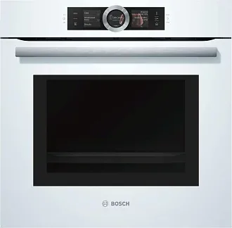Духовой шкаф с микроволнами и паром Bosch HNG6764W6 электрический, шириной 59.4 см, белый, пиролитическая очистка