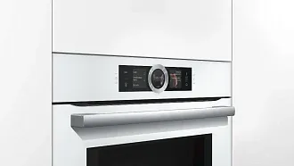 Духовой шкаф с микроволнами и паром Bosch HNG6764W6 электрический, шириной 59.4 см, белый, пиролитическая очистка 6