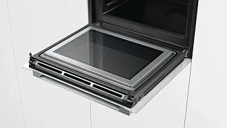 Духовой шкаф с микроволнами и паром Bosch HNG6764W6 электрический, шириной 59.4 см, белый, пиролитическая очистка 7