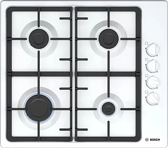 Газовая варочная панель Bosch PBP6C2B92R на 4 конфорки, шириной 58 см, белый