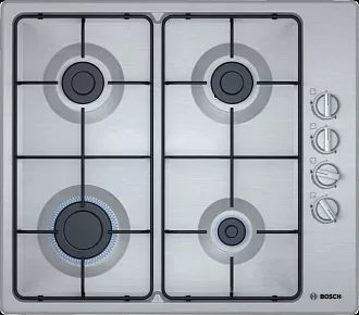 Газовая варочная панель Bosch PBP6C5B82O на 4 конфорки, шириной 58 см, нержавеющая сталь