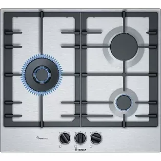 Газовая варочная панель Bosch PCC6A5B90R на 3 конфорки, шириной 58.2 см, нержавеющая сталь