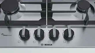 Газовая варочная панель Bosch PCH6A5B90 на 4 конфорки, шириной 58.2 см, нержавеющая сталь 6