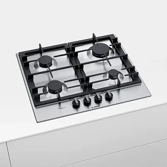 Газовая варочная панель Bosch PCP6A5B90M на 4 конфорки, шириной 58.2 см, нержавеющая сталь 8