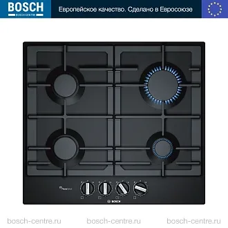 Газовая варочная панель Bosch PCP6A6B95R на 4 конфорки, шириной 58.2 см, черный