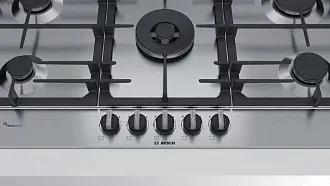 Газовая варочная панель Bosch PCR9A5B90M на 5 конфорки, шириной 91.5 см, нержавеющая сталь 7