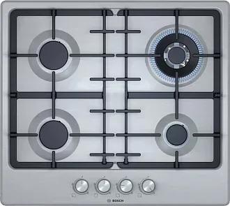Газовая варочная панель BOSCH PGH6B5O92R на 4 конфорки, шириной 58.2 см, нержавеющая сталь