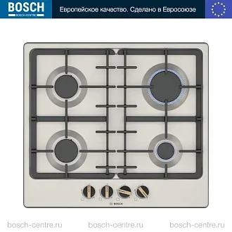 Газовая варочная панель Bosch PGP6B1B92R на 4 конфорки, шириной 58.2 см, жемчужно-белый