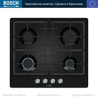 Газовая варочная панель Bosch PGP6B6O93R на 4 конфорки, шириной 58.2 см, черный