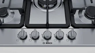 Газовая варочная панель Bosch PGQ7B5B90 на 5 конфорки, шириной 75 см, нержавеющая сталь 5