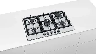 Газовая варочная панель Bosch PGQ7B5B90 на 5 конфорки, шириной 75 см, нержавеющая сталь 6