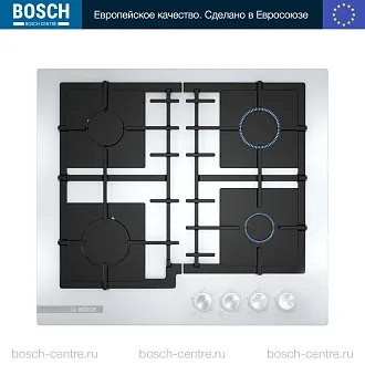 Газовая варочная панель Bosch PNP6B2O92R на 4 конфорки, шириной 59 см, белый