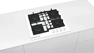 Газовая варочная панель Bosch PNP6B2O93R на 4 конфорки, шириной 59 см, белый 5
