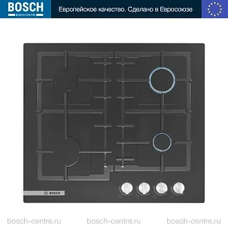 Газовая варочная панель Bosch PNP6B6B92R на 4 конфорки, шириной 59 см, черный