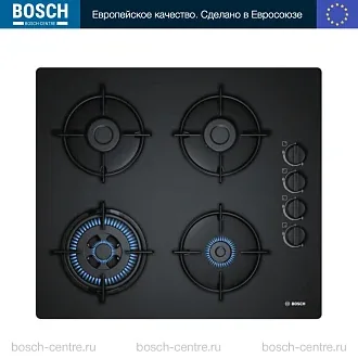 Газовая варочная панель Bosch POH 6B6B10 на 4 конфорки, шириной 59 см, черный