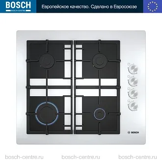 Газовая варочная панель Bosch POP6C2O92R на 4 конфорки, шириной 59 см, белый