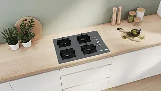 Газовая варочная панель Bosch POP7C9O12O на 4 конфорки, шириной 67 см, серый 5