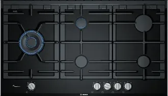 Газовая варочная панель Bosch PRS9A6B70D на 5 конфорки, шириной 91.6 см, черный