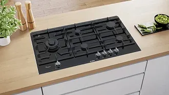 Газовая варочная панель Bosch PRS9A6B70D на 5 конфорки, шириной 91.6 см, черный 2