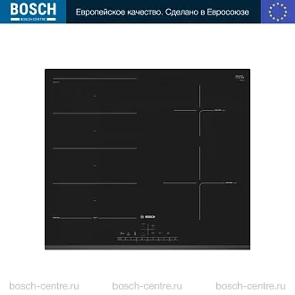 Индукционная варочная панель Bosch PXE631FC1E на 4 конфорки, шириной 59.2 см, черный