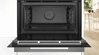 Компактный духовой шкаф Bosch CBG7341B1 электрический, шириной 59.4 см, черный, EcoClean очистка 8