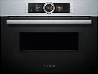 Компактный духовой шкаф Bosch CMG656BS1M электрический, шириной 59.4 см, нержавеющая сталь, EcoClean очистка
