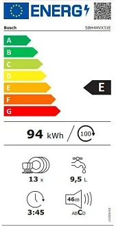 Встраиваемая посудомоечная машина Bosch SBH 4HVX31E 4